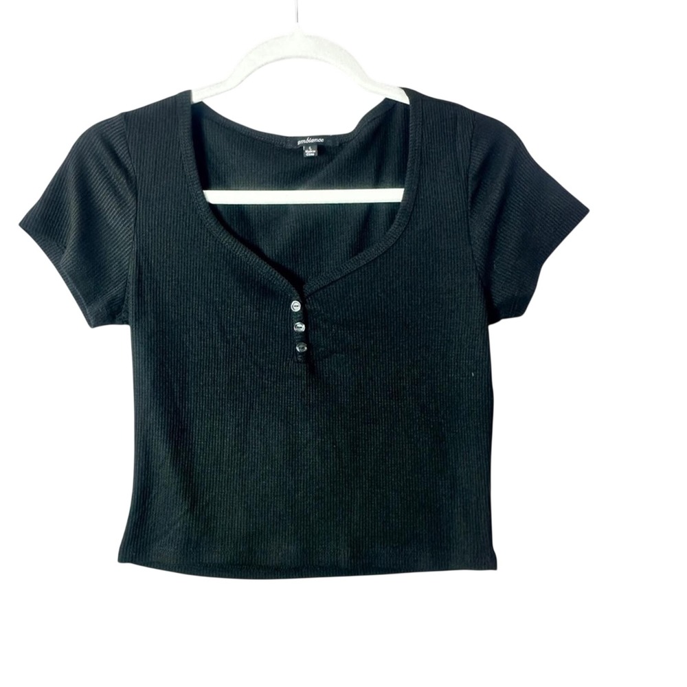 Ambiance Basic Black Tee Women's Size Large
